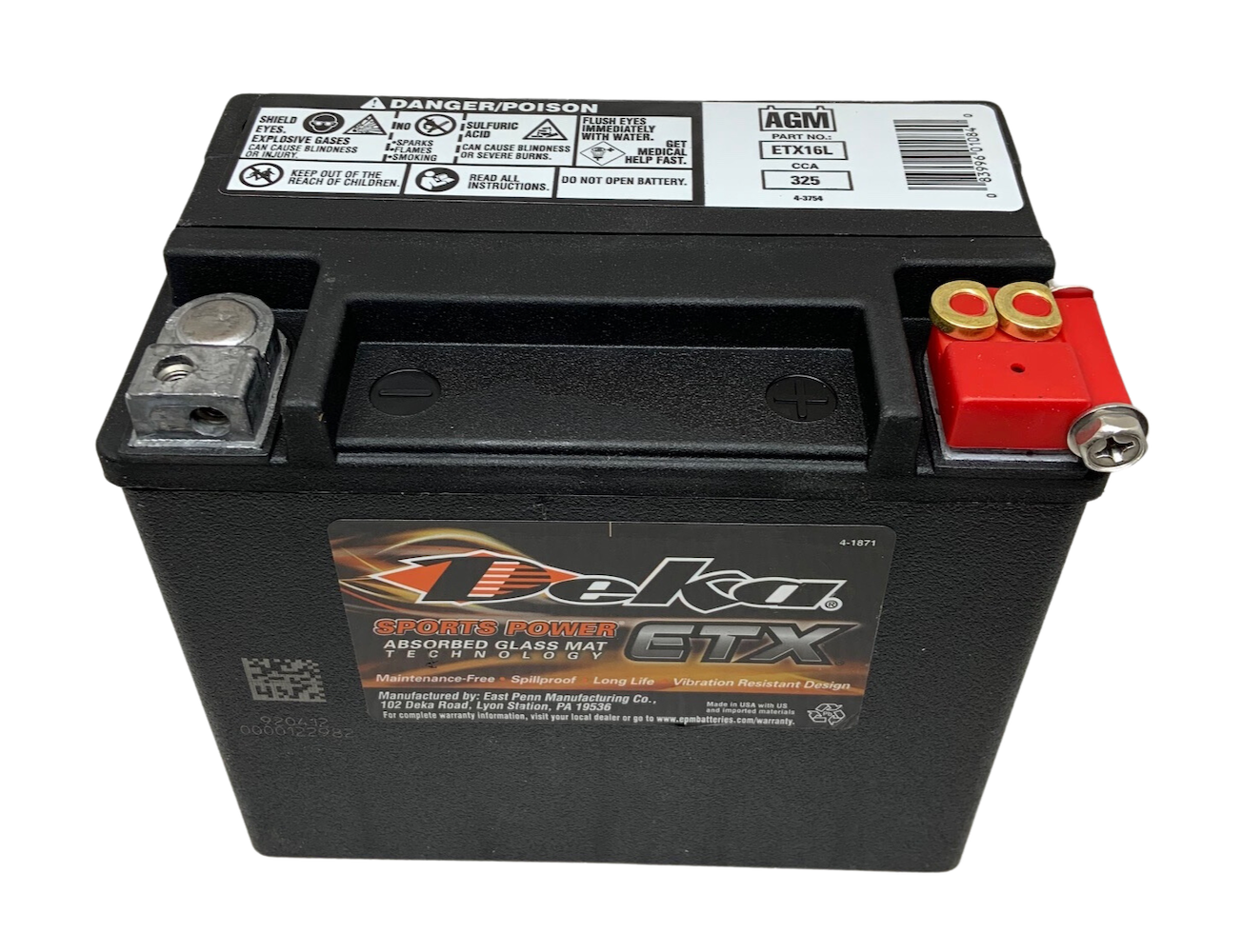 What is the manufacturer date on the Deka ETX16L batteries