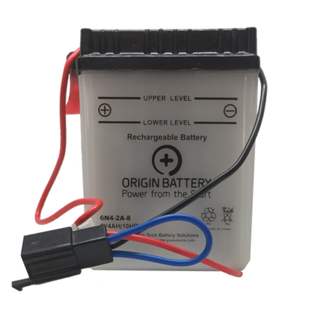 What type of connector plug is on that 6N4-2A-8 battery? Do you sell a battery tender that fits that plug?