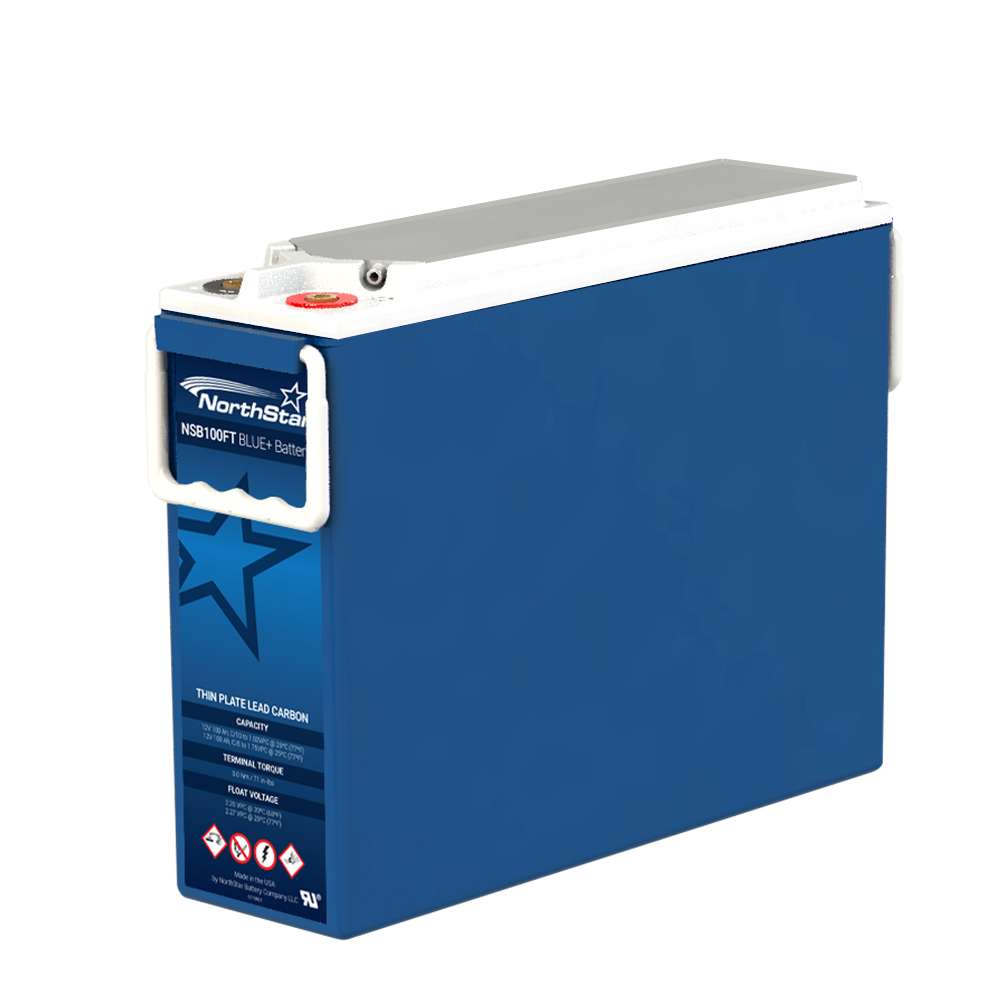 What's the blue+ NorthStar NSB100FT battery's suggested temperature range?
